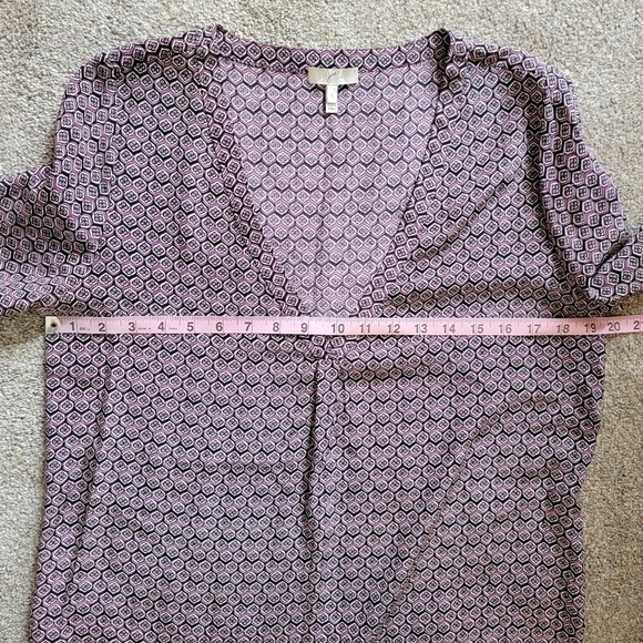Joie 100% Silk Mauve Black Cream Printed V Neck Long Sleeve Blouse Luxury Small - Picture 11 of 13